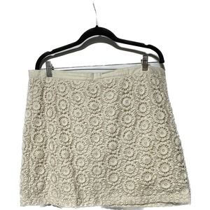 GAP Cream Crochet Floral‎ Medallion Skirt Size 12
